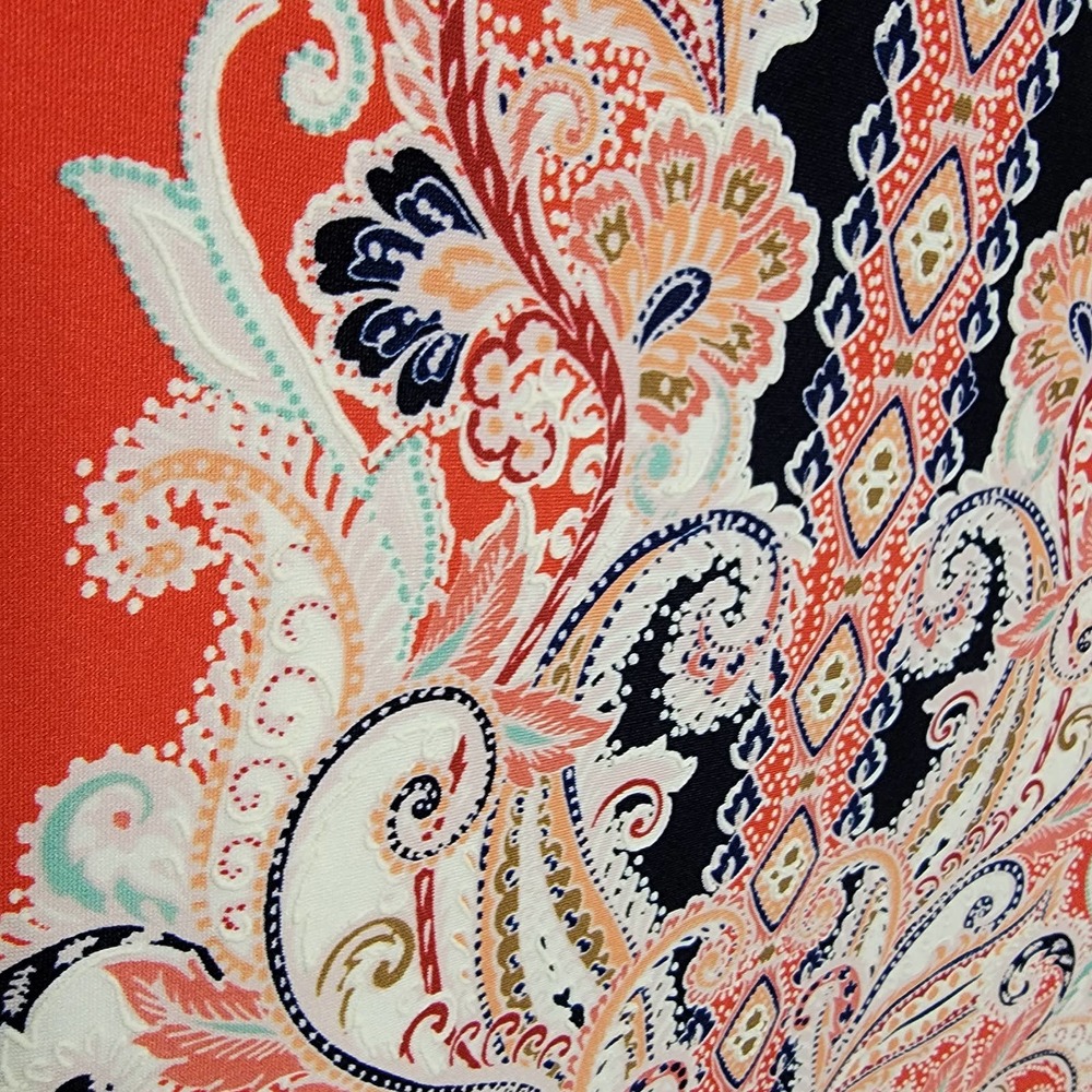 L APT 9 Red dress blue floral paisley gown EE - Picture 4 of 9